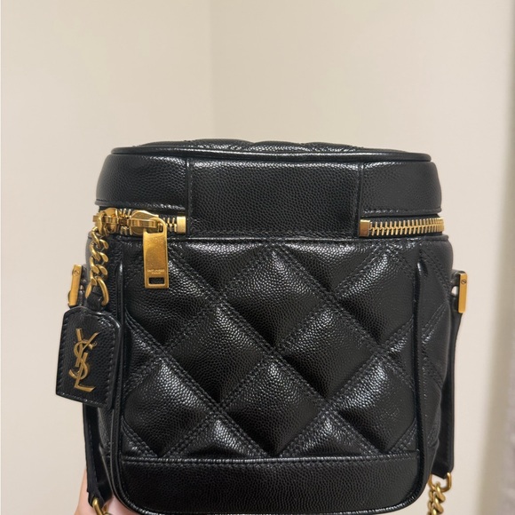 Saint Laurent Handbags - Saint Laurent Black Quilted Leather Crossbody Vanity Bag with Gold Hardware